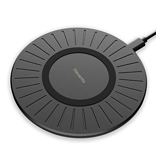 Hevanto 15W Wireless Charger, Qi-Certified Charging Pad 7.5W for iPhone 11/11 Pro/11 Pro Max/XS Max/XS/XR/X/8+, 10W for Galaxy Note 10+/10 Pro/10/S10 & Qi-Enabled Phones (Black)