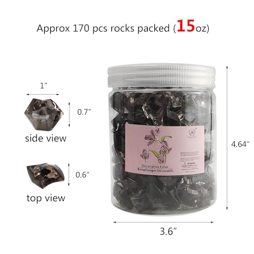 HappyFiller Pacote com 170 pedras de gelo cinza de cristal falso, pedras de acrílico, enchimento de
