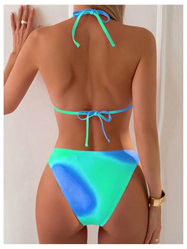 SHENHE Women's 2 Piece Swimsuits Tie Dye Halter Triangle Bikini Set Bathing Suits2