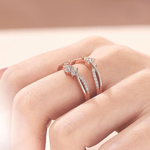Sheloves Rose Gold Plated Guard Ring Enhancers For Engagement Rings Aaaaa Cz 925 Sterling Silver Sz 9 #TOP4