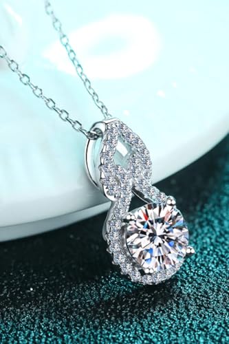 Image of 1.2 ct GRA Certified Moissanite Pendants for Women and Girls, 925 Sterling Silver with Free Chain D VVS1