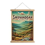 XIAOAIKA Vintage Shenandoah National Park Travel Poster with Wooden Scroll Frame – Holiday Decoration or Gift for Living Room, Bedroom, Office Wall Decor, Retro Art Print 16 x 23 Inches