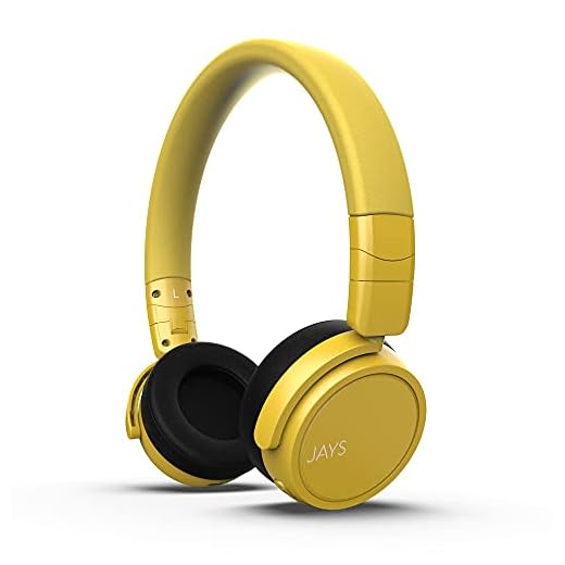 JAYS On Ear Headphones Bluetooth - x-Seven - Yellow - Headphones Wireless On-Ear Wireless with 24h battery life & microphone