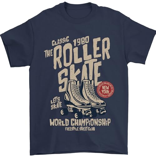 Roller Skate Retro Skating Boots - Camiseta para hombre, 100 % algodón, azul marino, L