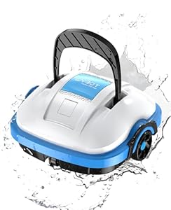 WYBOT Osprey 200 Poolroboter Akku Kabellos Poolsauger Roboter mit Dual Antriebsmotoren,180μm Filtration,Automatische Parken Poolreiniger für Flachem Boden Aufstellpools bis 50 m²-Weiß