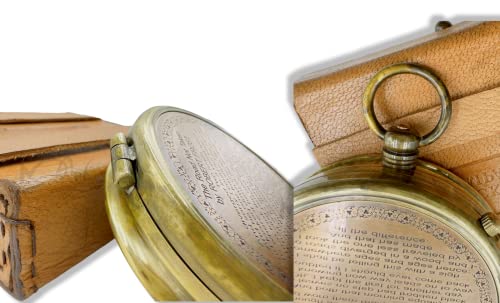 Marine Art Handicrafts ''Robert Frost Poem'' Engraved Antiquated Finish, Camping Compass, Gifts For Boys, Inspirational Gifts For Woman, Sentimental Gifts, Brass Compass With Case. C-3240 #TOP4