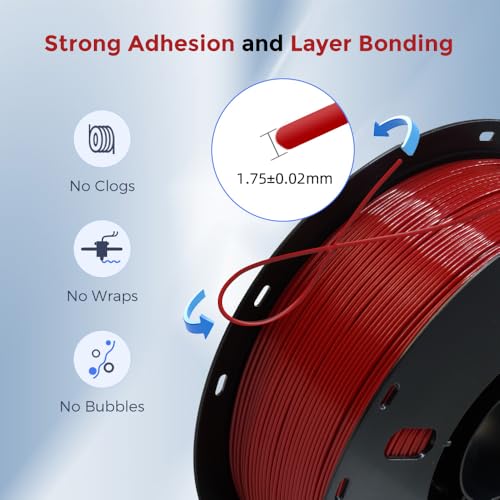 Image of VOXELAB High Speed 1.75mm Filament, Rapid Support 500mm /s, 1kg Spool, FDM Printer Compatible, HS PLA Ruby Red