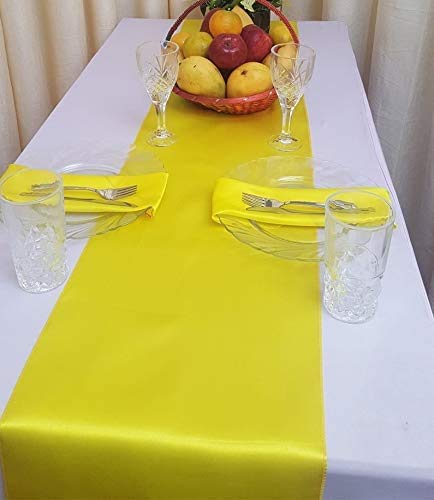 Rihana Home Satin Table Runner For Wedding Banquet Decoration Pack Of 1,5,10,20 (Lemon Yellow, 1) #TOP1