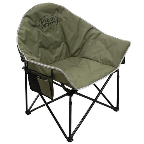Oversized Camping Chair for Adults,Support Heavy-Duty Padded,Outdoor Folding Chair with Side Pocket for Outdoor Sports Garden Beach Fishing Lawn(Green) Grey NO HEATED
