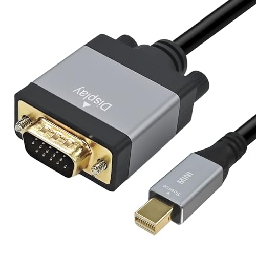 Image of Cyberguys Mini DisplayPort to VGA Cable 6ft, Display Port to VGA Cable w/Secure Latch, Gold-Plated Connectors, Thunderbolt 2 Adapter Cord for MacBook Surface Pro Laptop to Monitor Projector 1080P 60Hz