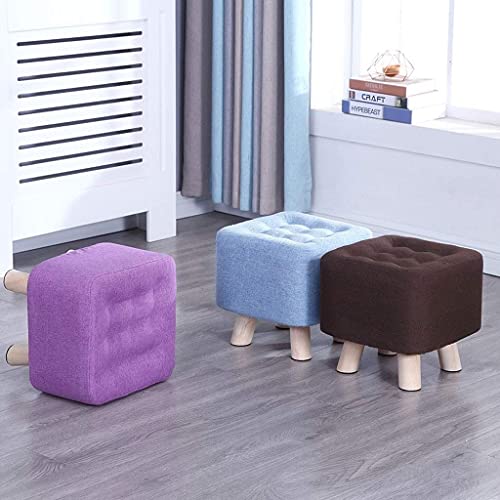 Tabouret repose-pieds ottoman carré coton lin gris canapé maison