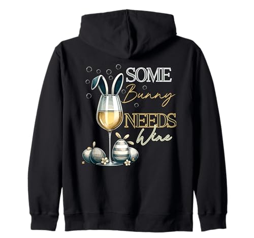 Divertidas copas de vino para beber el día de Pascua, hombres y mujeres Sudadera con Capucha