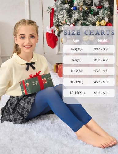 Image of KBVOT Girls Fleece Lined Tights Kids Warm Thermal Winter Thick Leggings Pantyhose Fake Translucent Pants for School Dress