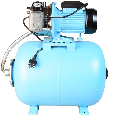 Pompe d’arrosage avec Réservoir 50L pour Eaux Claires (1100 W, debit max. 3600 l/h, hauteur max. 50 m, pression 5 bar) - Groupe de Surpression JX 1100 -...