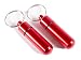 Produktbild Aribari Mini Pillendose aus Aluminium mit Schlüsselring. wasserdichte Tablettenbox. Notfallkapsel. Geschenkanhänger oder Adressanhänger. Länge 5,2 cm ø 1,4 cm (Rot 2 Stück)