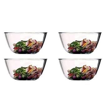 Femora Borosilicate Glass Microwave Safe All-Purpose Mixing Bowl,2650 ML, Set of 4