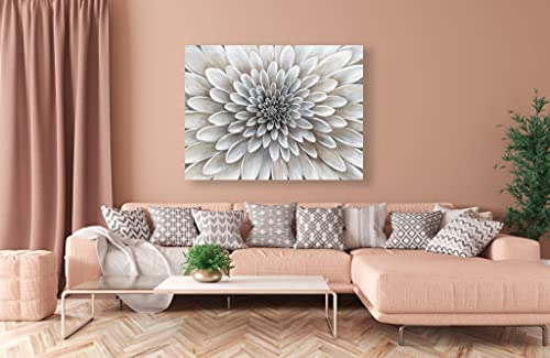 RICHSPACE ARTS Floral Wall Art in Neutral White Color Modern Abstract Canvas Painting Large Home Decor Framed Boho Artwork Dahlia Flower Picture for Living Room Bathroom Bedroom Home Office by RICHSPACE ARTS - Image 5