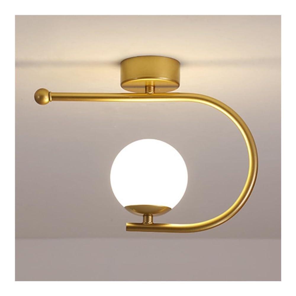 Plafonnier moderne doré globe en verre luminaire d'entrée chic
