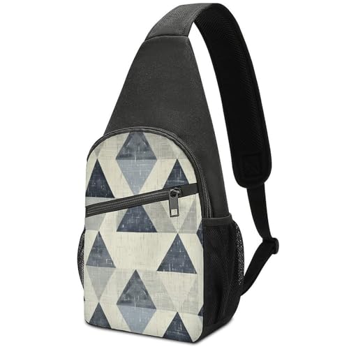 Sling Bag para hombres y mujeres bolso pequeño azul gris