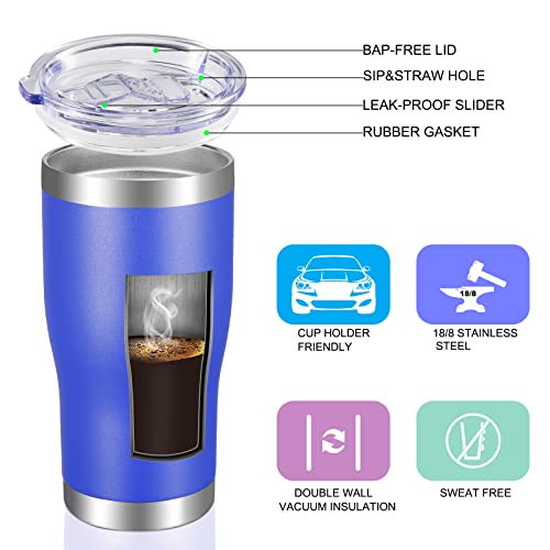 Vegond 20Oz Tumbler Stainless Steel Tumbler Cup With Lid And Straw Vacuum Insulated Double Wall Travel Coffee Mug(Blue 12 Pack) #TOP2