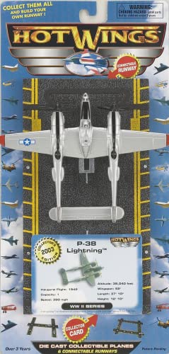 Hot Wings Planes P-38 Lightning With Connectible Runway Die Cast Plane,Grey #TOP3