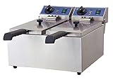 aus Edelstahl Profi Doppel-Fritteuse, Edelstahl, 4000 Watt, 12 Liter, Sicherheitsthermostat; WF-062 GGG