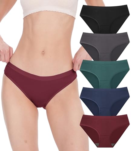 BAMBOO COOL Womens Underwear Bikini Underpants Hipster Ladies Panties Soft Stretch Breathable Panties for Women, 5-Pack