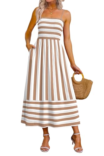OFEEFAN Maxi Dress Spaghetti Strap Business Casual Spring Sundresses for