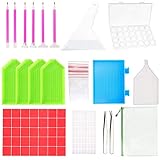  GCOA 96 Piezas Herramientas de Pintura de Diamante 5D Diamond Painting Tool, Kit de Herramienta de Punto de Cruz con 28 Ranuras Cuadro de Bordado de Diamante Para Arte para adultos o niños