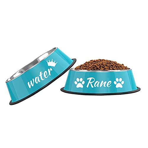 Personalisierte Katzennäpfe, 2 Stück - Edelstahl, Katzennäpfe für Futter und Wasser, 200 ml, Rutschfest, Individueller Namenszug