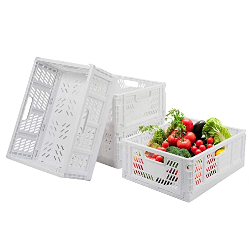 4 Pc Baskets Plastic For Shelf Home Kitchen Storage Bin Organizer, Stackable Container Crate For Bedroom Bathroom Office Clothes Toy Beauty(White, 13.3X10.2X5.1) #TOP2