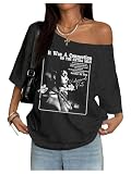 SOLY HUX Women's Plus Size Off The Shoulder Graphic Tees T Shirts