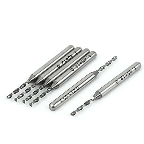 Aexit 1.45mm x 12mm 1/8�C���`�X�g���[�g�V�����NPCB CNC�c�C�X�g�}�C�N���h�����r�b�g6�{(1,45mm x 12mm 1/20,3cm a tige droite en carbure Micro Forets CNC PCB 
