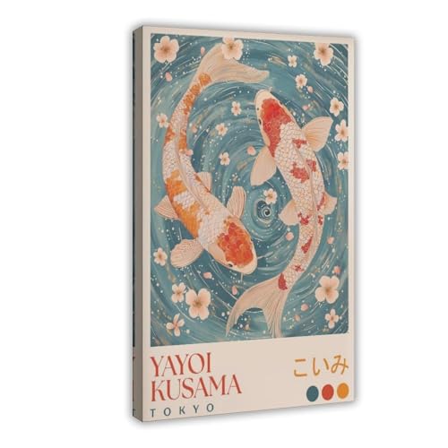 Poster rétro japonais Koï toile de chambre 61x91cm