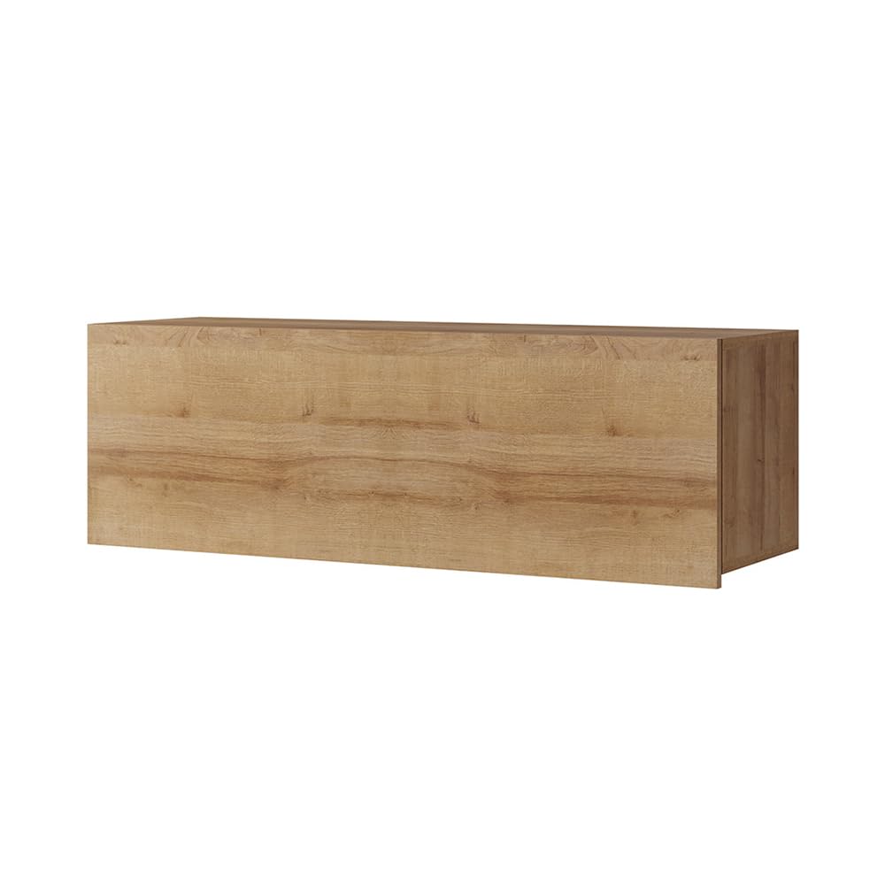 Lomadox Wohnwand Anbauwand Eiche Nb. 6-teilig Modern, mit 2 Hängevitrinen mit Beleuchtung, 2 Stauraumschränke, 2 TV-Lowboards