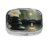 Serene Corner of Bamboo Forest Pill Box with Mirror 2 Compartments Square Pill Organizer for Pocket