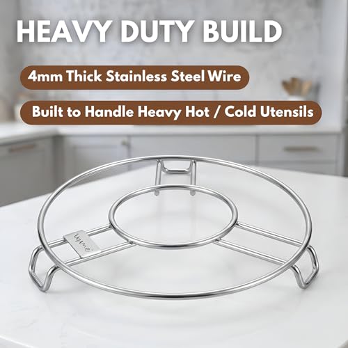 Image of Inme Hot Utensils Stand Hot Pot Stand for Kitchen Dining Table Top Ring, Vessel Dishes Food Plates Holder, Cooker Stand Inside, Trivet, Coaster Steaming Mat (Set of 3, Heavy Duty - 4 mm Thickness)