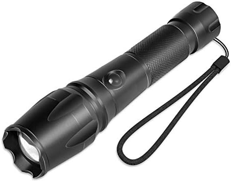 LED Torch 1200 Lumens, Tactical Torches Super Bright Large Flashlight, Strong Torches Battery Powered, Waterproof Torch with 5 Modes and Adjustable Focus for Camping, Hiking, Outdoor