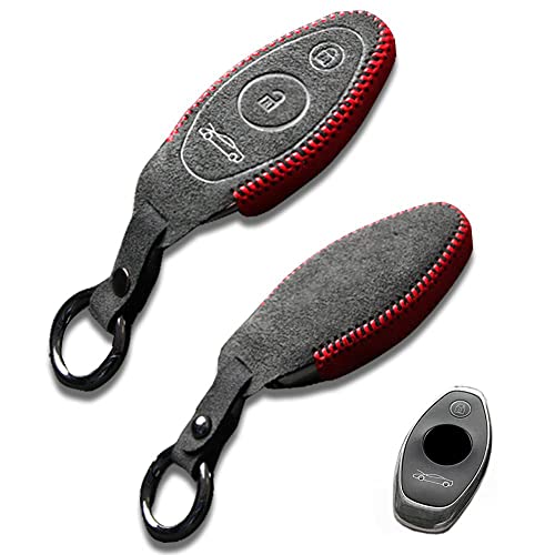 JanneChou Luxury Suede Handmade Premium Leather Smart Car Key Fob