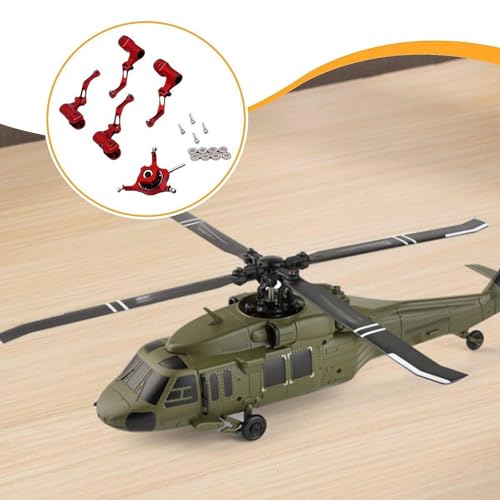 Luwecf RC Helicopter Swashplate Set Leaf Clip Easy Installed Replacement Aluminum RC Aircraft Accessories Spare Part for K124 K170, Red