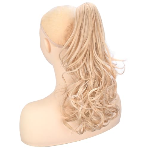 BOBIYA 13 Inches Claw Clip in Loose Curly Synthetic Wrap Around Ponytail Extensions Pony Tail Clip In Extensions (Light Honey Blonde) - Image 2