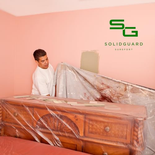 SOLIDGUARD Goldband Abdeckfolie mit Klebeband (5 Rollen x 30cm x 33m) Lackier Malerband Klebeband mit Abdeckfolie | Abklebeband mit Folie, Innen u. Außen | Folie zum Fenster abkleben