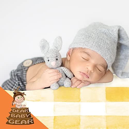 Image of Dear Baby Gear Deluxe Baby Crib Sheet - Cotton Polyester Infant Sheets - Soft Machine-Washable Crib Mattress Cover - Newborn Nursery Bedsheet - Watercolor Yellow Mustard Plaid Print, 52 inchx28 inchx10 inch