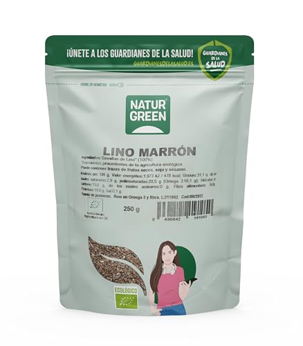 NaturGreen - Sementes de linho castanho BIO, sementes ecológicas, fonte de ômega 3, rica em fibra, sem glúten, vegan - 225 g