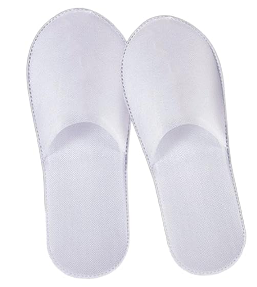 CQXSYTBN 4 pares de zapatillas desechables blancas para hotel, suela de lino antideslizante y parte superior de terciopelo coral, talla universal para invitados y uso en spa o casa