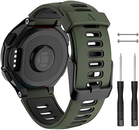 ISABAKE for Garmin Forerunner 735XT/235 Strap Silicone Replacement Band for Forerunner 220/230/620/630, Black Buckle
