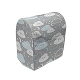 Ambesonne Grey Stand Mixer Cover, Dream Sleep Themed Cartoon Smiling Cloud Characters Stars Moons, Kitchen Appliance Organizer Bag Cover with a Pocket, 6-8 Quarts, Pale Taupe White and Blue