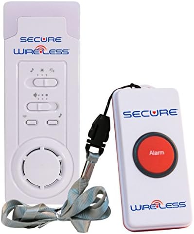 Secure SWCB-1S Wireless Slimline Pager + 1 Nurse Call Button - Patient SOS Help Pendant Call Button and Caregiver Pager Nurse Alert System - 500+ Ft Range … (1 Transmitter Set)