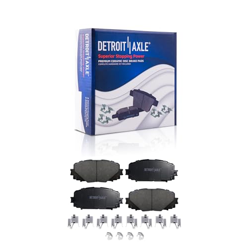 Image of Detroit Axle - Front Brake Pads for 2012-2018 Toyota Yaris [Rear Disc] | Ceramic Brake Pads w /Hardware 2013 2014 2015 2016 2017 Replacement