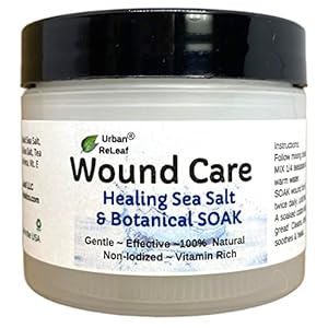 Urban ReLeaf Wound Care ! Soothing Sea Salt & Botanical SOAK ! Clean and Calm Wounds. Gentle, Effective, Non-iodized, 100% Natural. Vitamin Rich